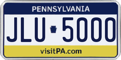 PA license plate JLU5000