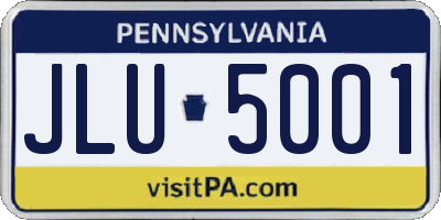 PA license plate JLU5001