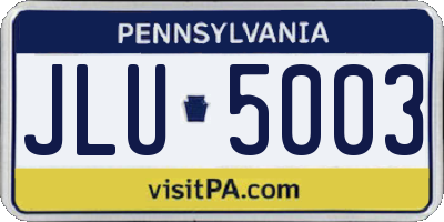PA license plate JLU5003