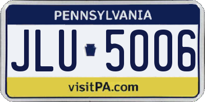 PA license plate JLU5006