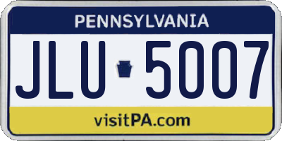PA license plate JLU5007
