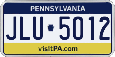PA license plate JLU5012