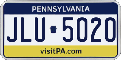PA license plate JLU5020