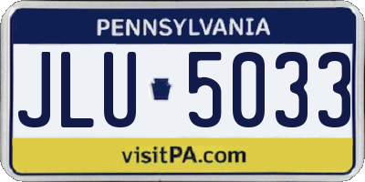 PA license plate JLU5033