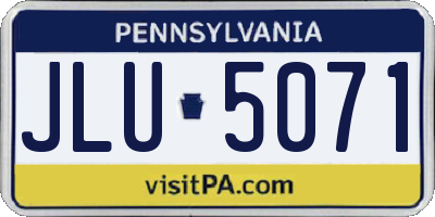 PA license plate JLU5071