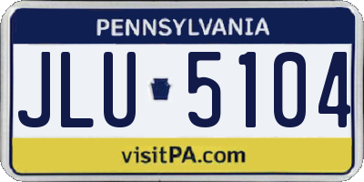 PA license plate JLU5104