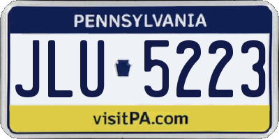 PA license plate JLU5223
