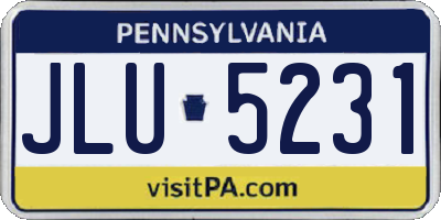 PA license plate JLU5231