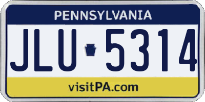 PA license plate JLU5314