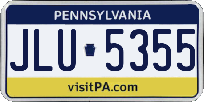 PA license plate JLU5355