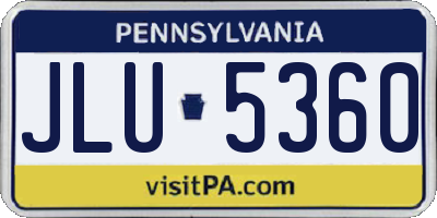 PA license plate JLU5360