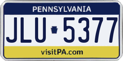 PA license plate JLU5377