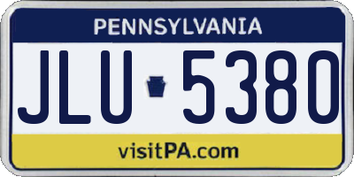 PA license plate JLU5380