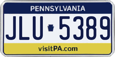 PA license plate JLU5389