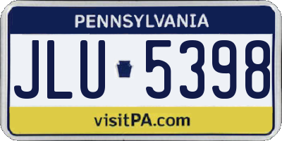 PA license plate JLU5398