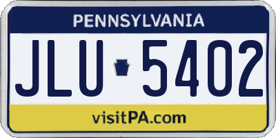 PA license plate JLU5402