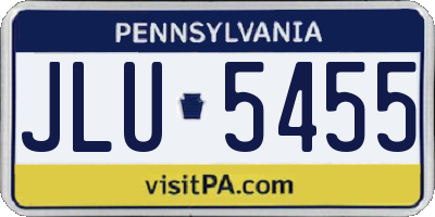 PA license plate JLU5455