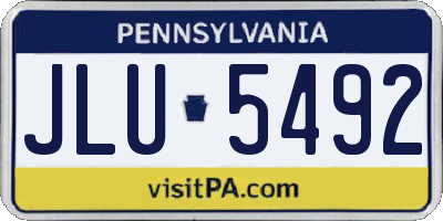 PA license plate JLU5492