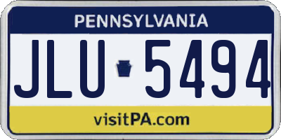 PA license plate JLU5494