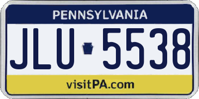 PA license plate JLU5538
