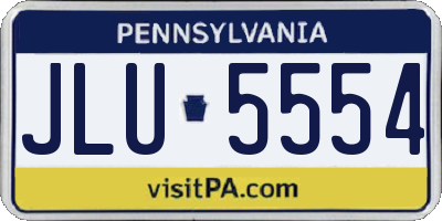 PA license plate JLU5554