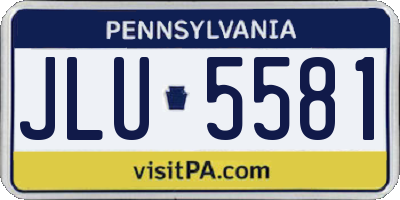 PA license plate JLU5581
