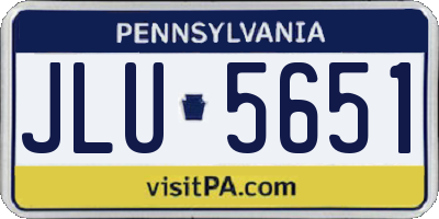 PA license plate JLU5651