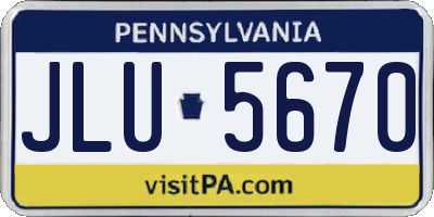 PA license plate JLU5670