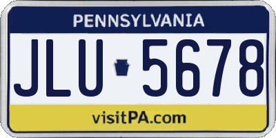 PA license plate JLU5678