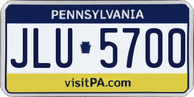 PA license plate JLU5700