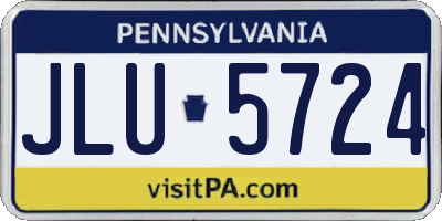 PA license plate JLU5724