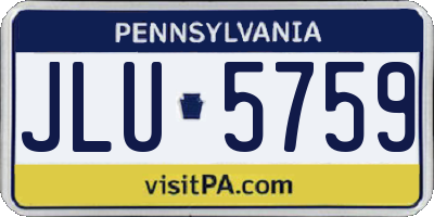 PA license plate JLU5759