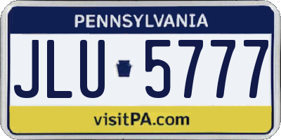 PA license plate JLU5777