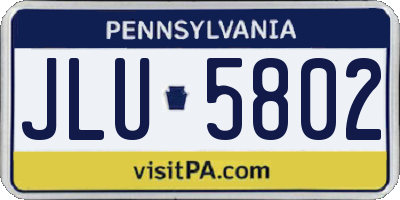 PA license plate JLU5802