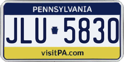 PA license plate JLU5830