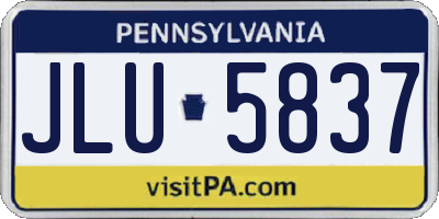PA license plate JLU5837