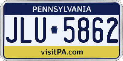 PA license plate JLU5862