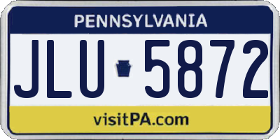 PA license plate JLU5872