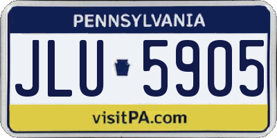 PA license plate JLU5905