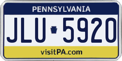 PA license plate JLU5920