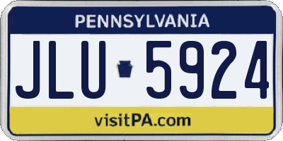PA license plate JLU5924