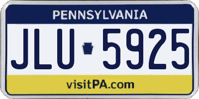 PA license plate JLU5925