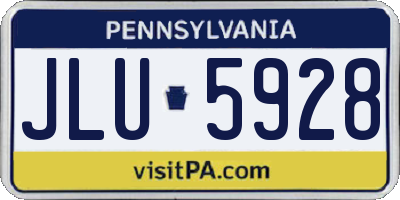 PA license plate JLU5928