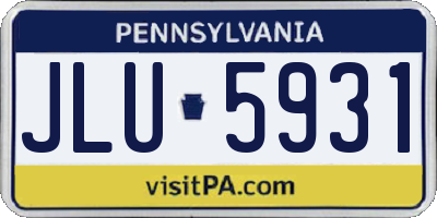 PA license plate JLU5931