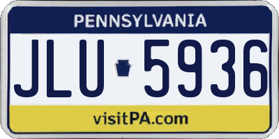 PA license plate JLU5936