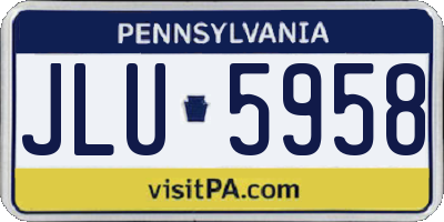 PA license plate JLU5958