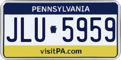 PA license plate JLU5959