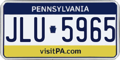 PA license plate JLU5965