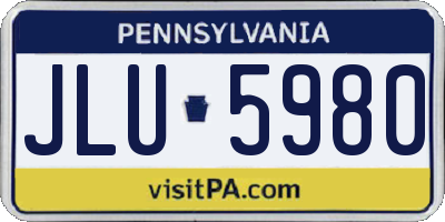 PA license plate JLU5980