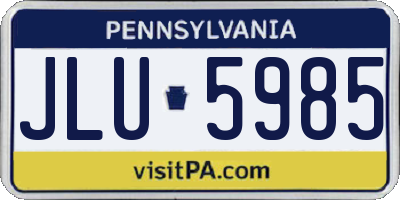 PA license plate JLU5985